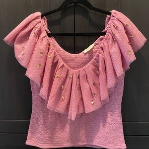 Maeve Ruffled Tulle Blouse NWOT